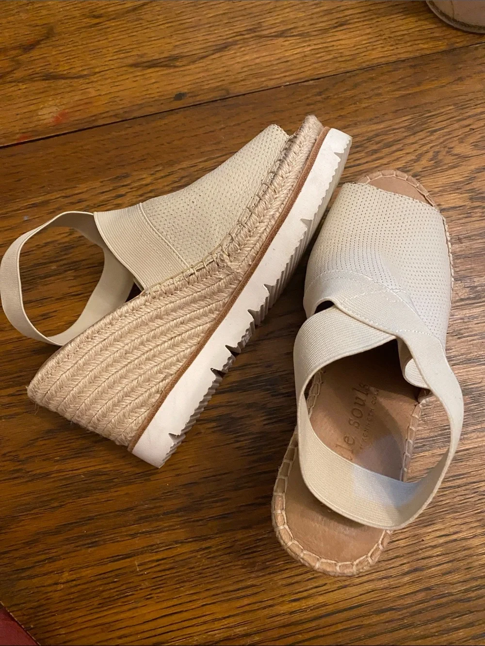 gentle souls Cream Elastic Strap Espadrille Sandals
